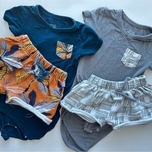 Posh Peanut Bamboo Pocket Tee & Shorts Set Bundle – 6-12M (Fits 3-6M)